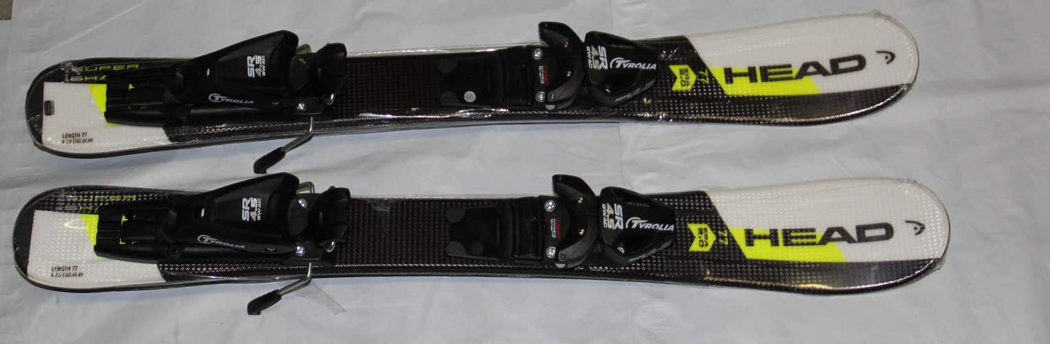 NEW HEAD Supershape kids Skis 77cm + Tyrolia bk bindings SR4.5 GWAC pair NEW