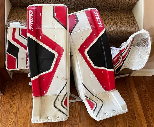 35”+1” TronX Goalie Pads - White/Red/Black