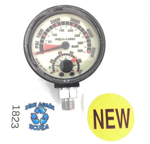Aqua Lung 5000 PSI SPG 350 Bar Submersible Pressure Gauge Thermometer Scuba Dive