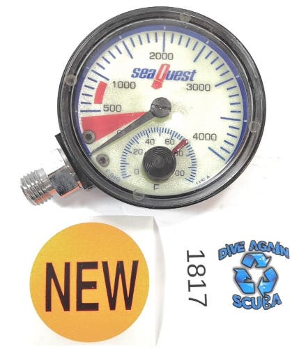 SeaQuest 4,000 PSI Scuba Dive Pressure Gauge SPG 4000 Sea Quest with thermometer