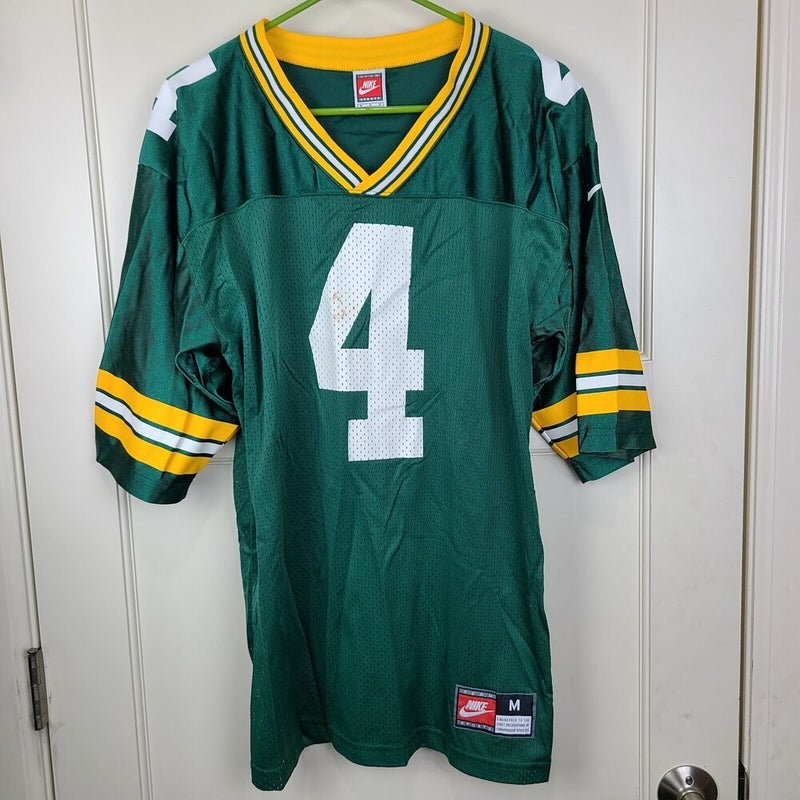 Vintage 90's Green Bay Packers #4 Brett Favre Green & Yellow Classic Nike Football Jersey (Size L)