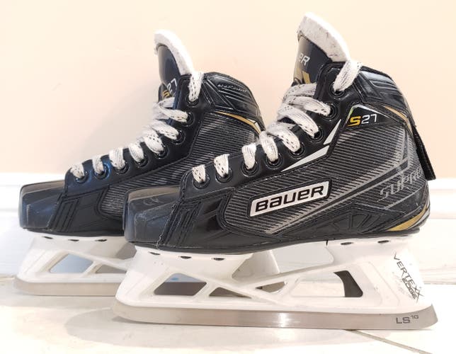 Junior Used Bauer Supreme S27 Hockey Goalie Skates Regular Width Size 1