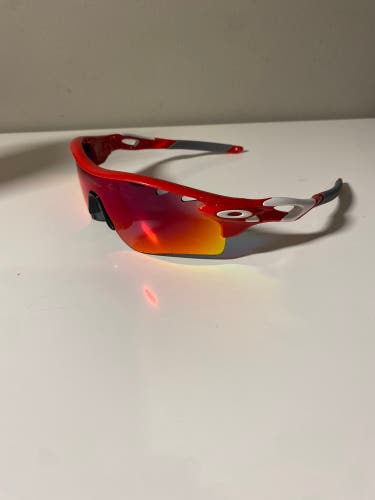 Oakley Radarlock Sunglasses Red White Used