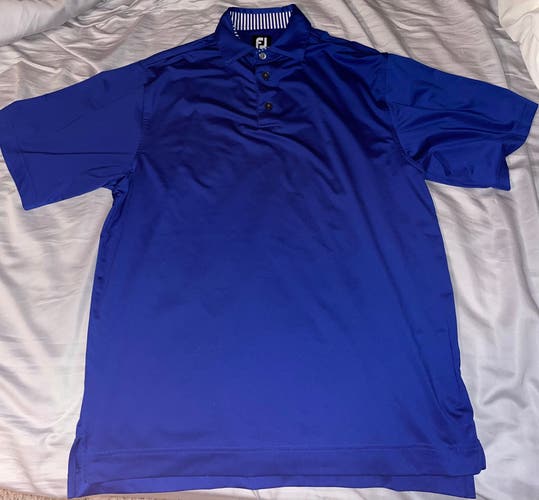 FootJoy Mens Medium Golf Polo Shirt Athletic Fit Royal Blue Short Sleeve