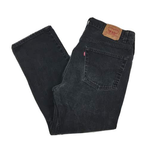 Vintage Levi's 505 Regular Straight Fit Black Denim Jeans Made in USA 40x30
