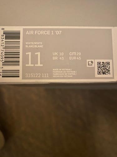 Nike Air Force 1 '07 White New Unisex Size 11 (Women's 12) Nike Shoes