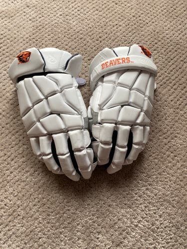 Used White Powell Lacrosse gloves