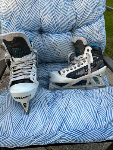 Used Bauer Extra Wide Width Size 8 Reactor 7000 Hockey Goalie Skates