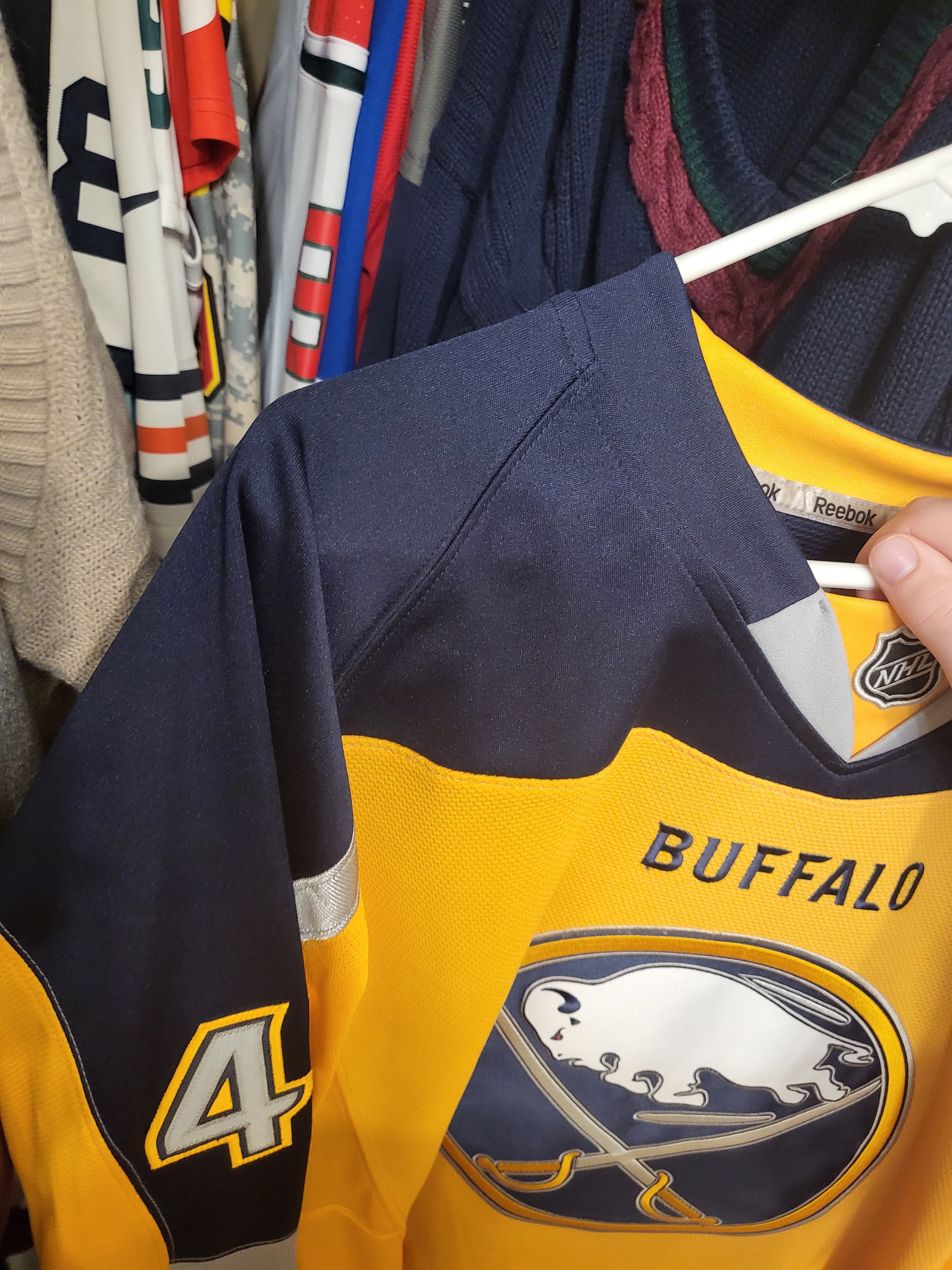 Reebok Edge Authentic Buffalo Sabres Turd Burger NHL Jersey Yellow