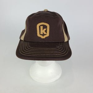 KELTGEN SEED CO Vintage Farming Trucker Snapback Hat Cap USA Brown Logo Stripe