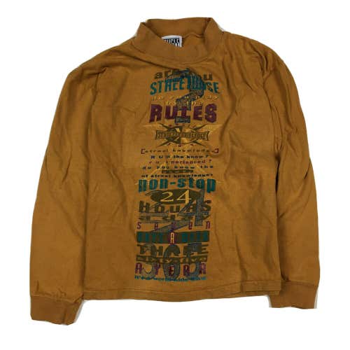 Vintage 90s Bugle Boy Are You Streetwise Youth Long Sleeve T-Shirt Brown (S)