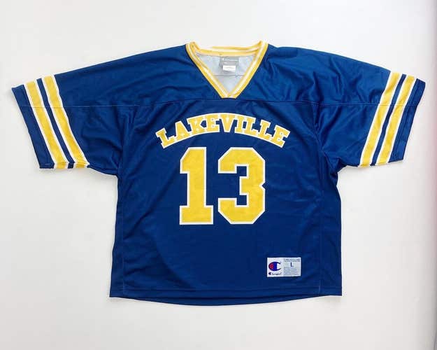 Champion Double Dry Lakeville Lacrosse Jersey Men's Large Navy Blue Yellow LAX
