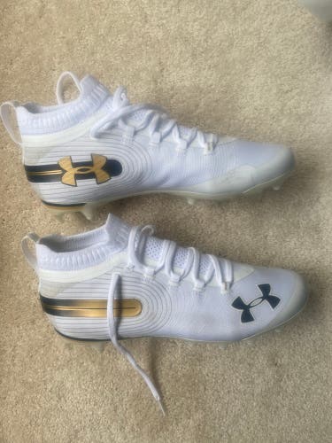 New Notre Dame White UA Spotlight Cleats (10.5)