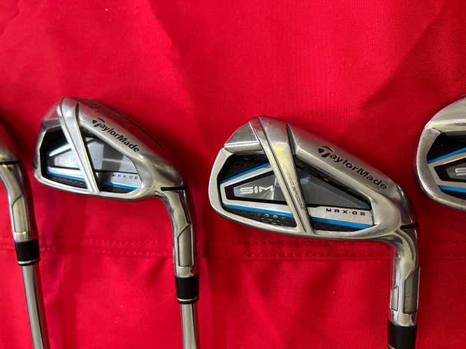 Used TaylorMade SIM Max OS Golf Club Iron Set 5-PW KBS Max R 85 Steel Regular Flex RH