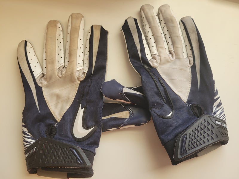 Nike Vapor Jet Football Receiver Gloves Navy Blue/White Used Adult XL Extra Large Lucky