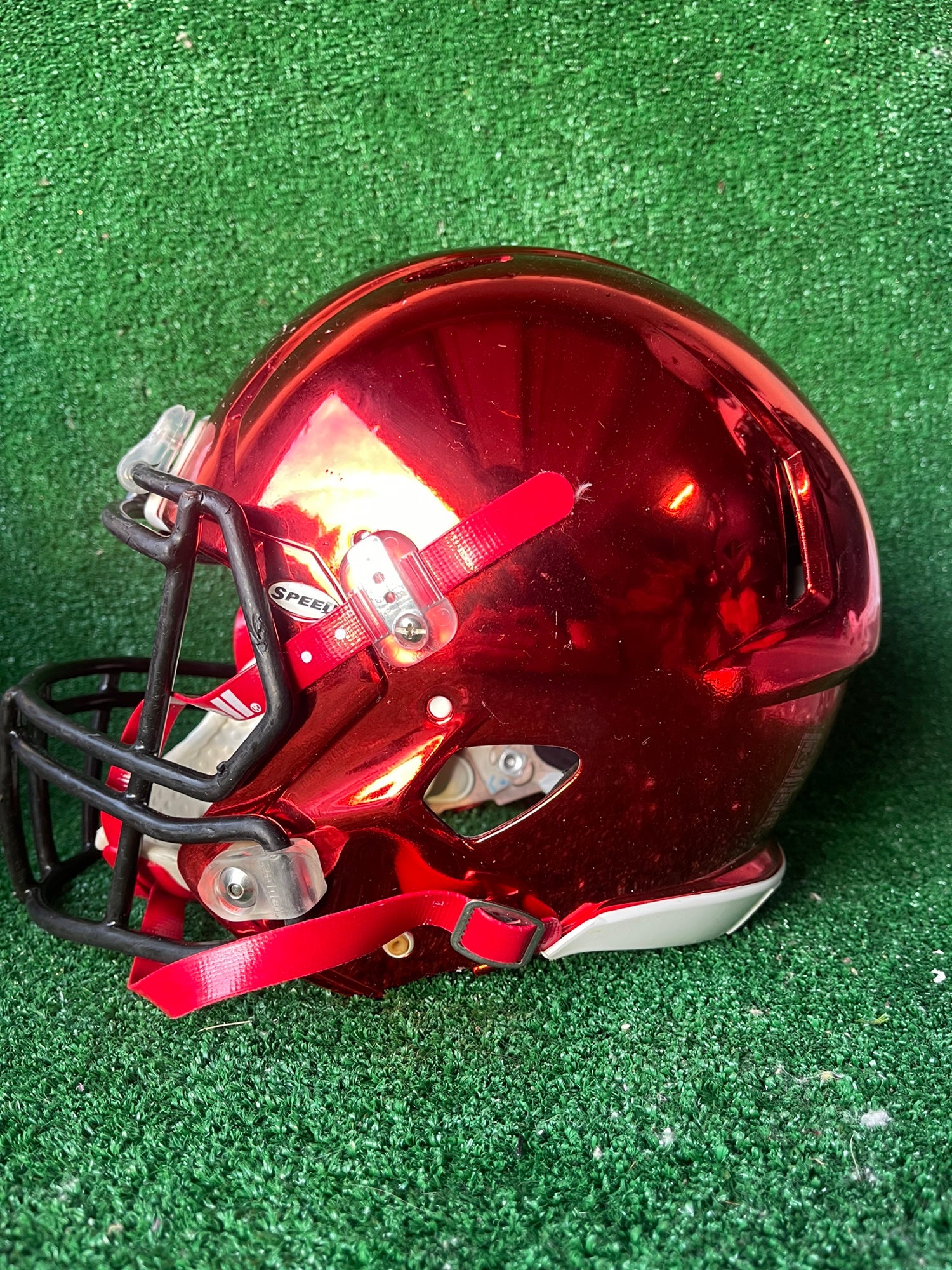 chrome red football helmet