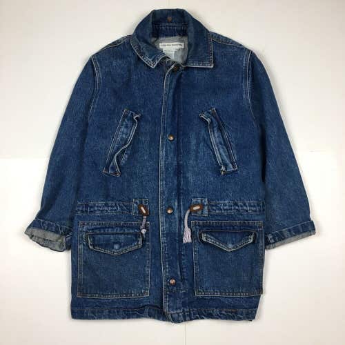 Vintage Calvin Klein Sport Petite Denim Chore Barn Coat Jacket Medium Wash (S)