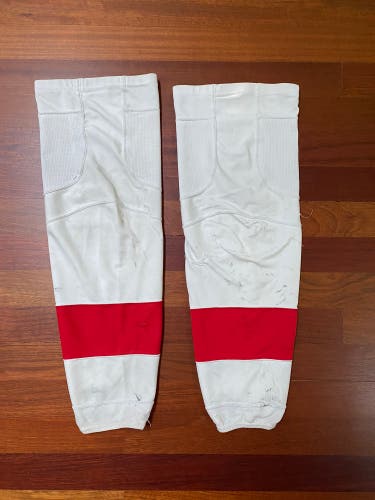 Game Worn Red Wings White Socks Sz. XL