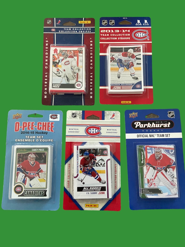 NHL Montreal Canadians Team Set Hockey Card Packs * Bundle of 5 Team Sets