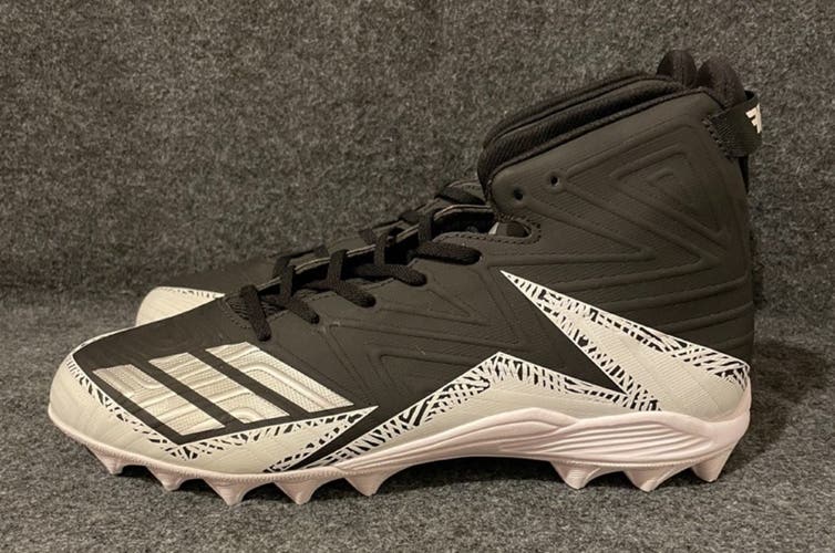 Men’s Adidas Freak Mid MD Football Cleats Black Silver White BY3874  Size 13