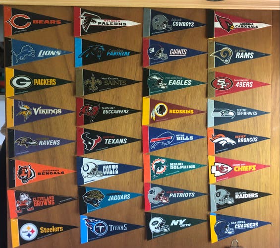 NFL 4"x9" pennants all 32 teams