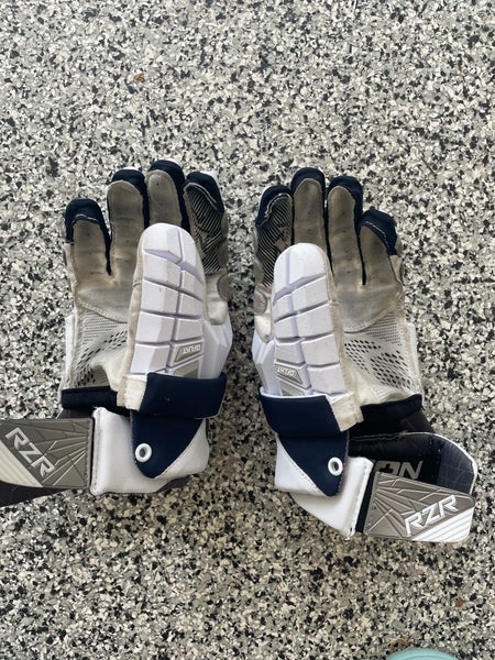 lightly Used STX Surgeon RZR Lacrosse Gloves white/navy