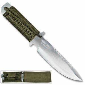 10.75 Inch Full Tang Hunting Knife with Sheath - Silver Steel Blade