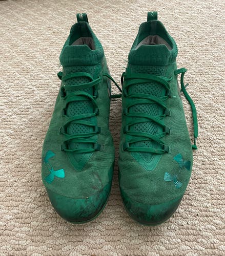 Notre Dame UA Spotlight 10.5 Green Suede Cleats