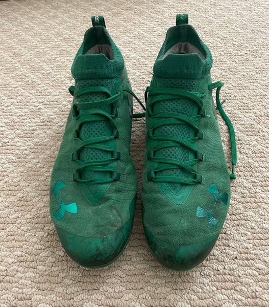 Notre Dame UA Spotlight 10.5 Green Suede Cleats