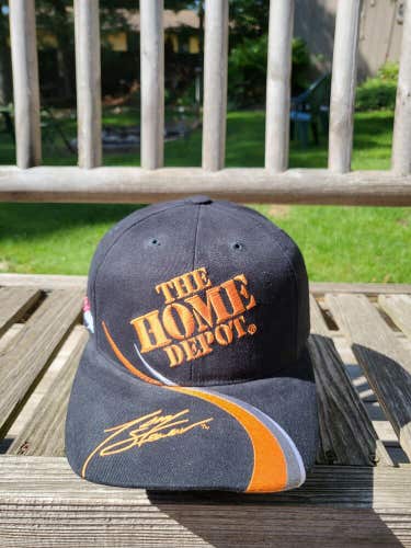 Vintage Nascar Racing Tony Stewart Home Deport Black Orange Hat Cap Vtg Snapback