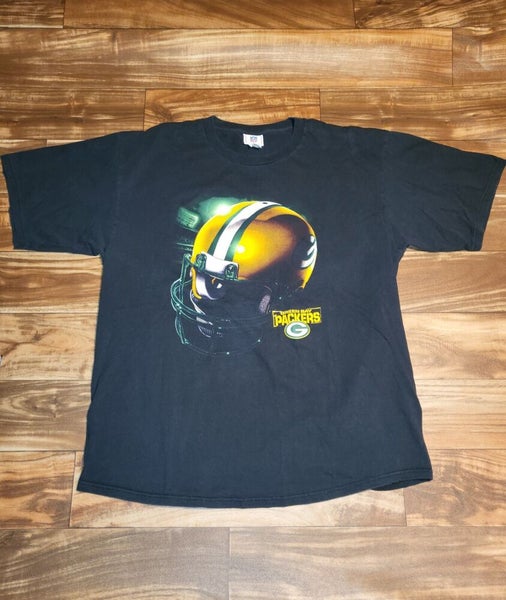 Vintage Rare Green Bay Packers NFL Sports Football Vtg Black Helmet Shirt  L/XL