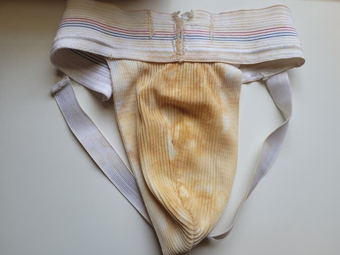 Game Used Jock Jockstrap Athletic Supporter Very Lucky Adult XL Unbranded Trashed