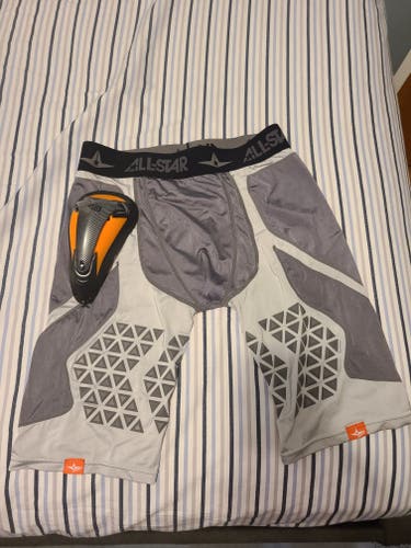 All Star padded catcher sliding shorts with shock doctor cup
