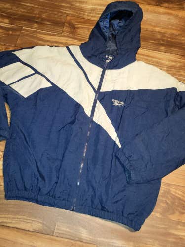 Vintage 90s Reebok Big Logo Jacket Windbreaker Hoodie Size L/XL
