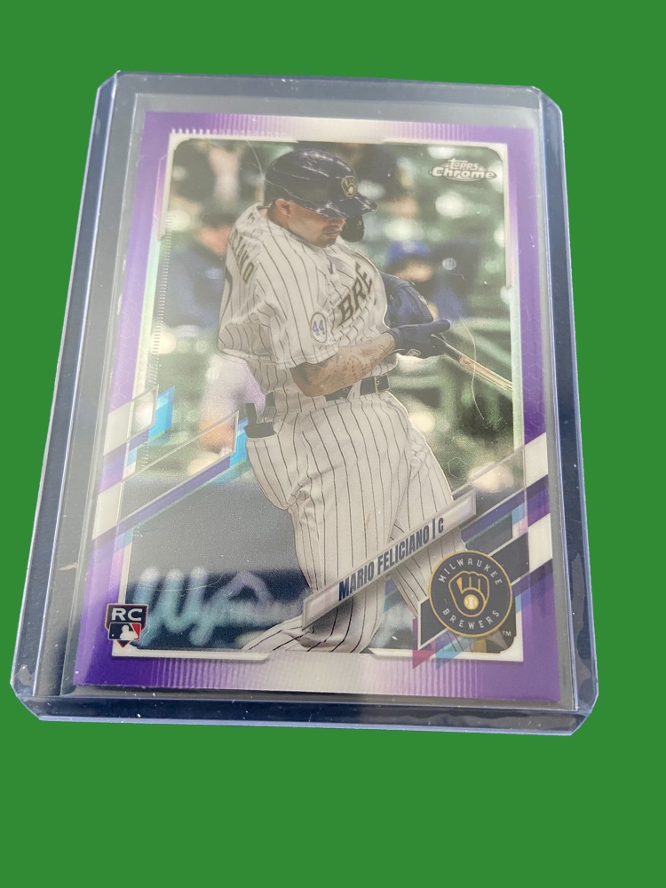 MLB Mario Feliciano 2021 Topps Chrome Purple RC Insert Baseball Card