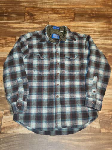 Vintage Pendleton Outdoorsman 100% Wool Made In USA Flannel Size Large
