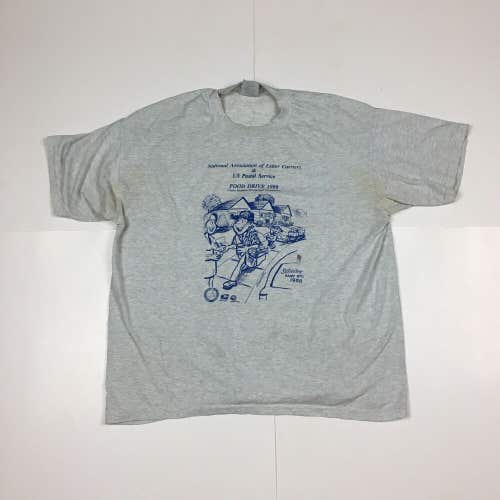 Vintage 1998 NALC US Postal Food Drive Light Gray T-Shirt (Large)