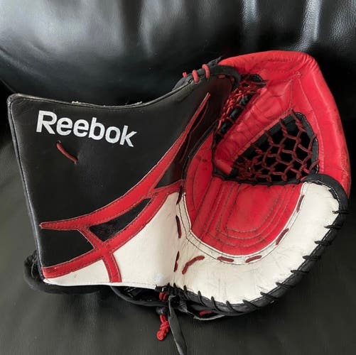Custom Reebok Revoke Lefevre Pro PZ Goalie Glove • Tribal Red Black White