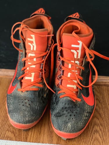 Orange Used Metal Nike Trout Metal Cleats Size 11.5