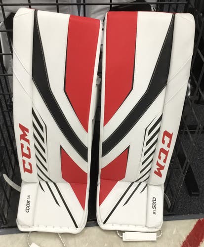 New CCM Axis 1.5 Junior 30+1” Leg Pads White/Black/Red