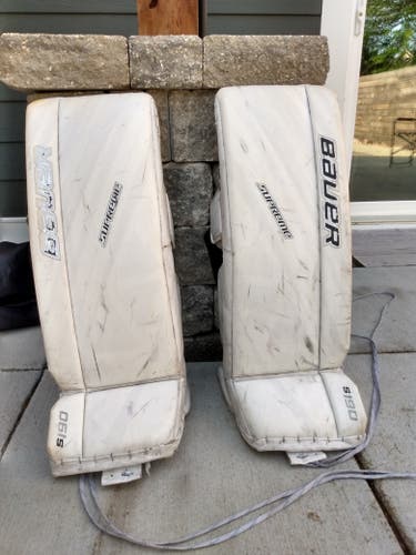 White Supreme S190 Goalie Leg Pads Intermediate Size Medium