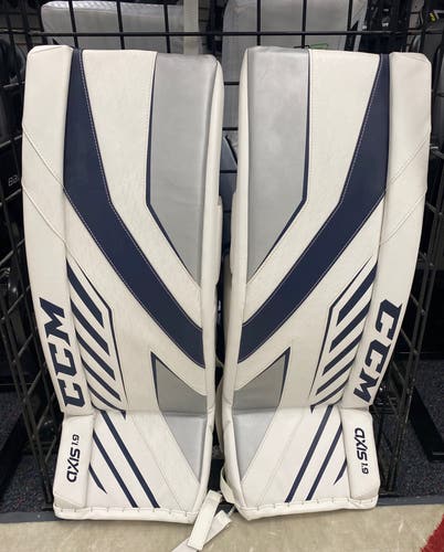 New CCM Axis 1.9 Intermediate  31+1” Leg Pads Wht/Nvy/Sil
