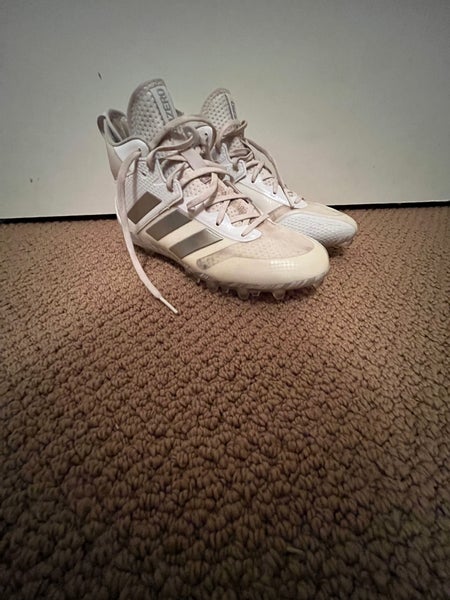 White Adizero Men's Size 8.0 cleats.