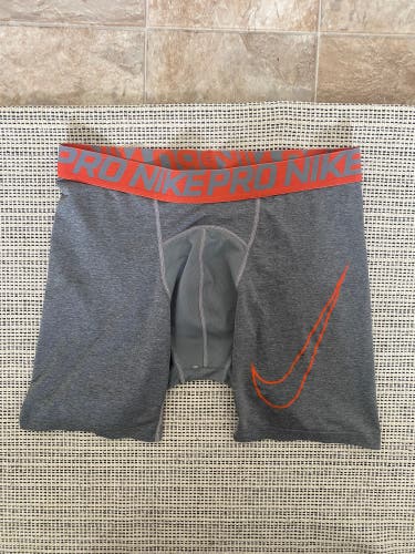 Stained Nike Pro compression shorts men medium gray