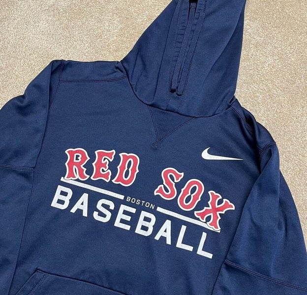 Boston Red Sox Sweatshirt Men Medium Adult Blue Nike Hood Dri Fit MLB  Baseball