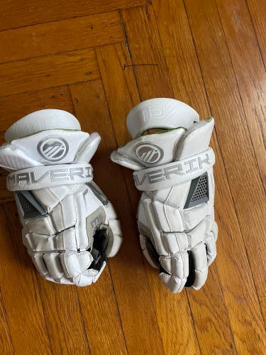 White Maverik M5 Lacrosse Gloves