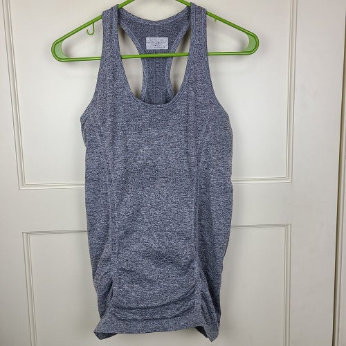 Athleta Sleeveless Racer Back Rouched Side Tank Top Women's Heather Gray Size M