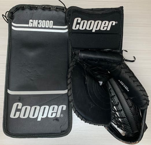 COOPER Goalie Made In Canada GM3000 & GM6 Blocker And Trapper / Catcher / Glove - Black Used