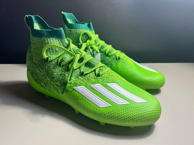 Adidas Adizero Primeknit Football Cleats Semi Green White Size 13