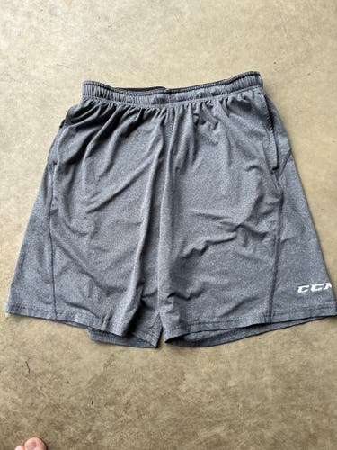 Gray Used Men's Adult Large CCM Shorts with pockets
